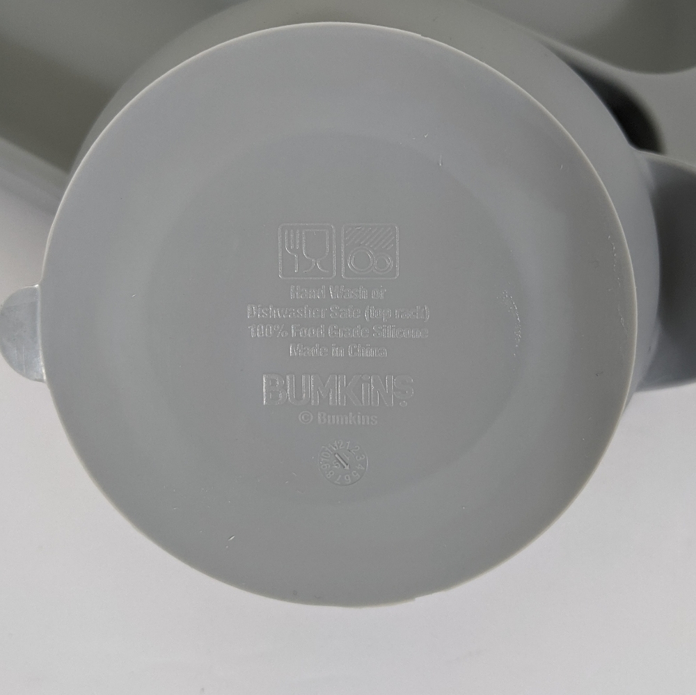 Bumkins 3 Piece Gray Silicone Baby Toddler Feeding Suction Plate Bowl and Spoon - Picture 6 of 7